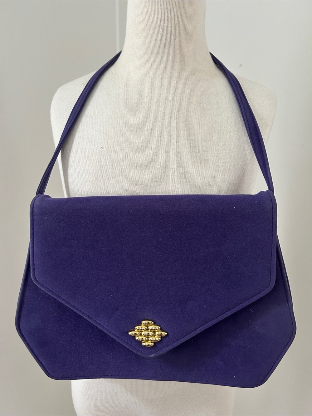 Sueded Purple Vintage Envelope Crossbody Bag wi